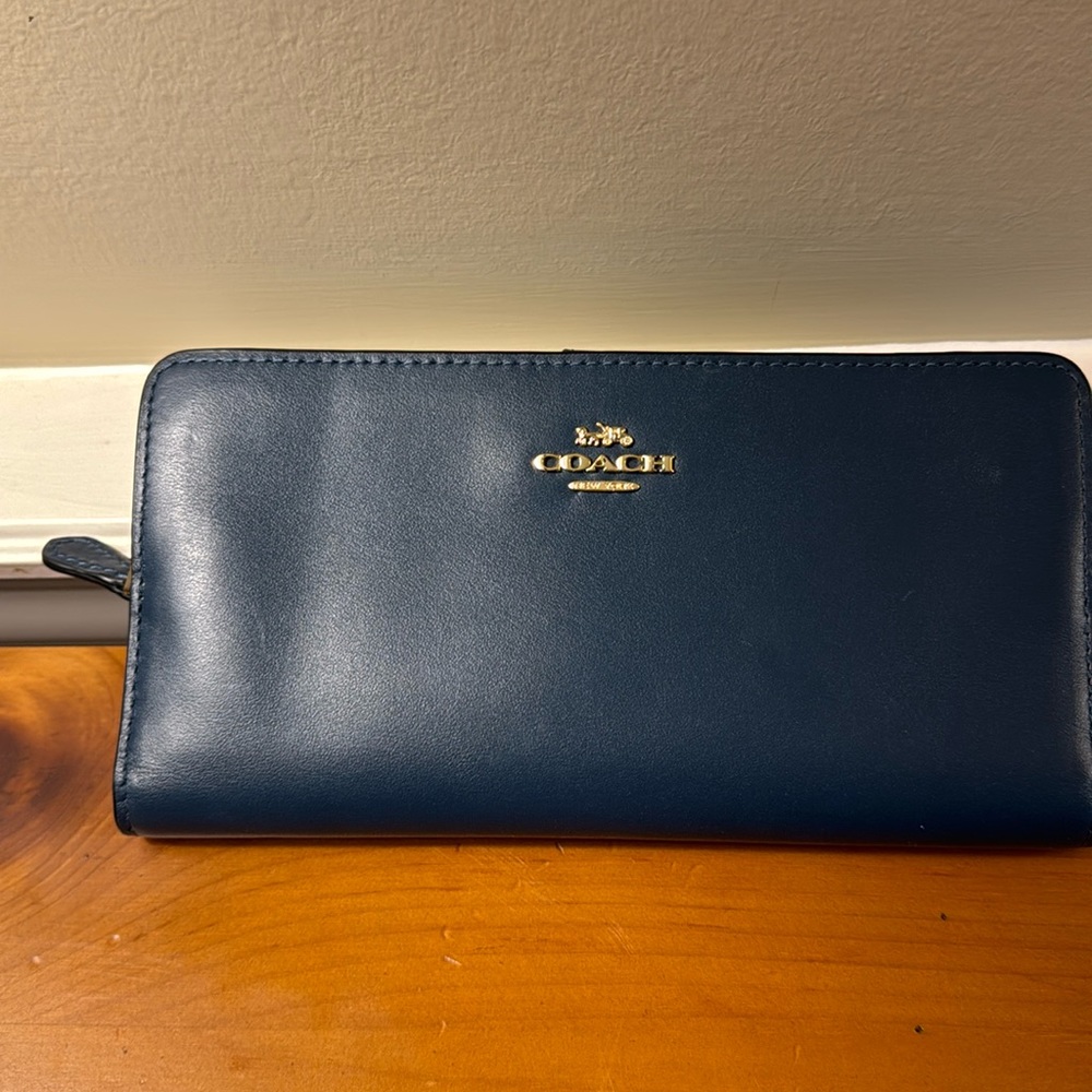 Deep Blue Coach Leather Wallet